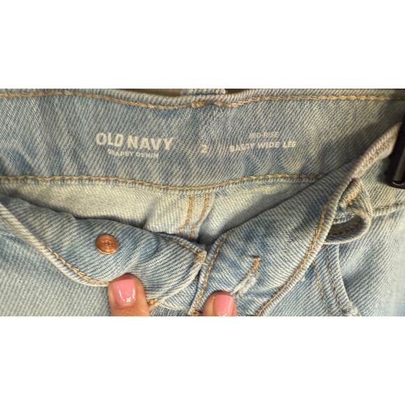 ‼️‼️‼️‼️ 3 pair bundle ‼️‼️‼️‼️Old Navy Mid Rise Baggy Wide Leg Jeans-Never Worn - Picture 6 of 8